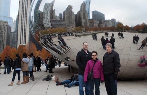 Tim and his Mum and Dad at 'The Bean'